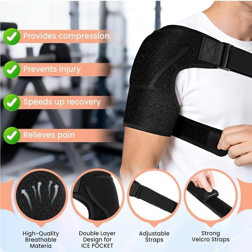 🖤 Boisea Adjustable Shoulder Brace – Pain Relief & Support – Black – Adult - Picture 3 of 9
